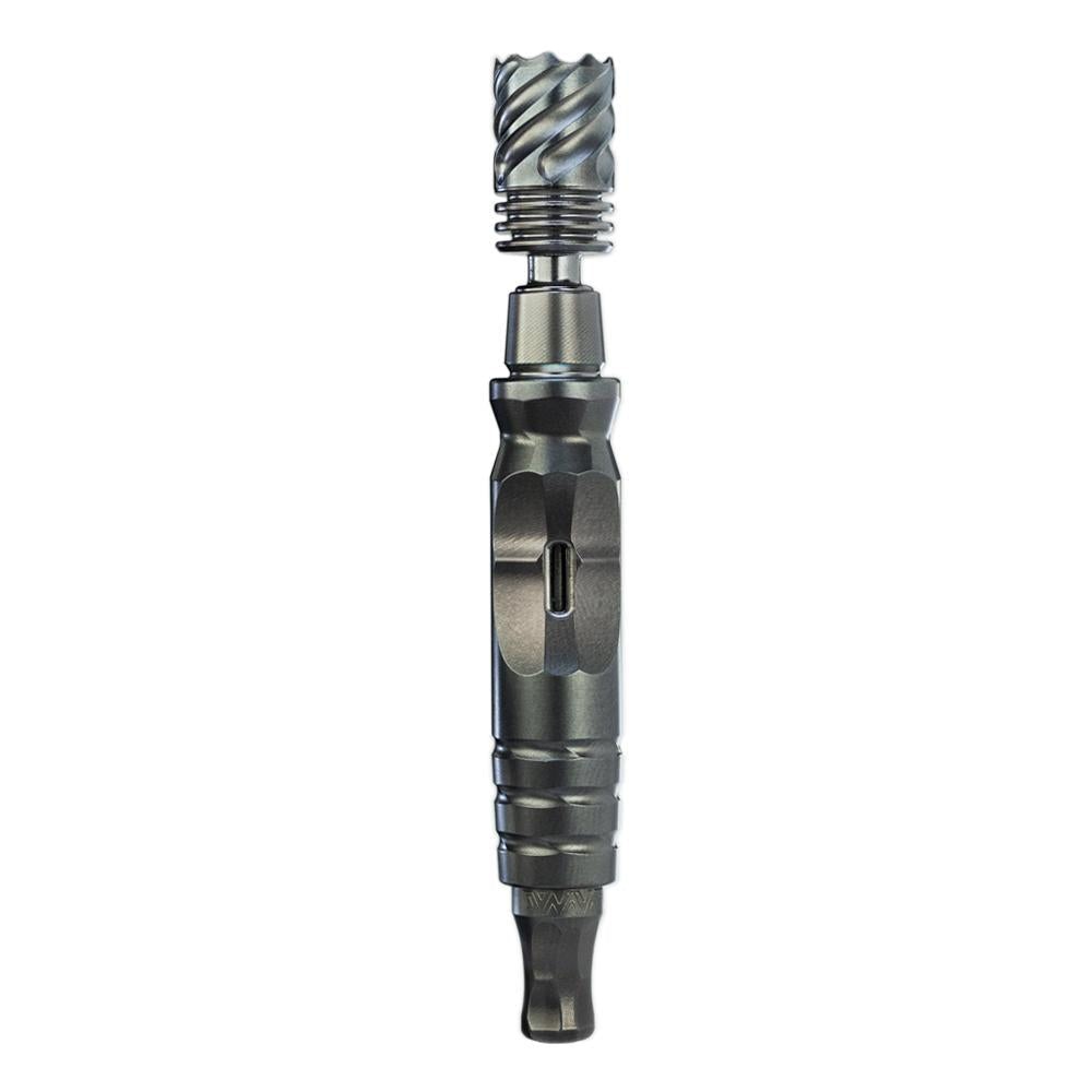 DynaVap HyperDyn photographed from the front with the cap removed, exposing the open Big Bowl tip chamber.