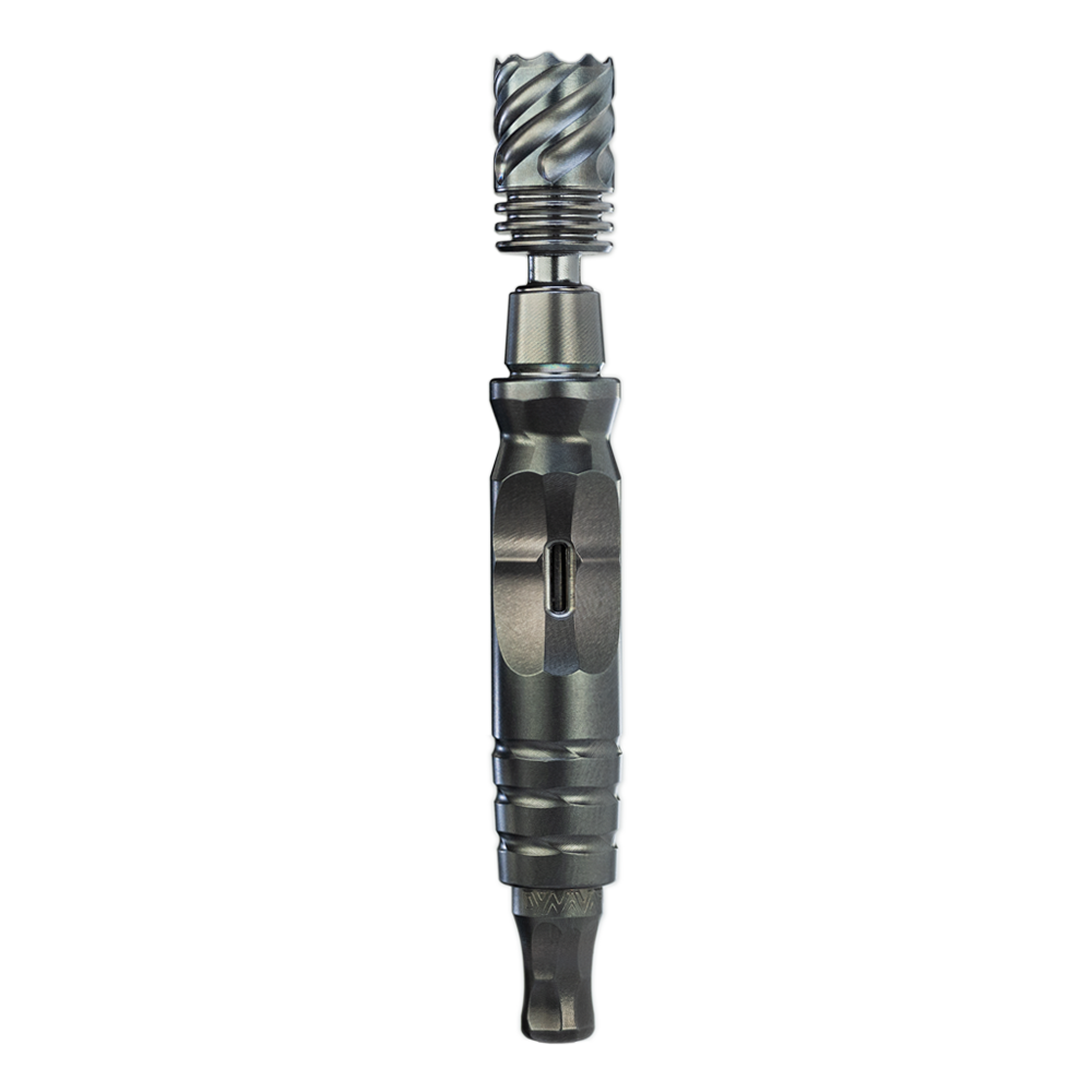 DynaVap HyperDyn Vaporizer in Black with Swirl Pattern Mouthpiece - Front View