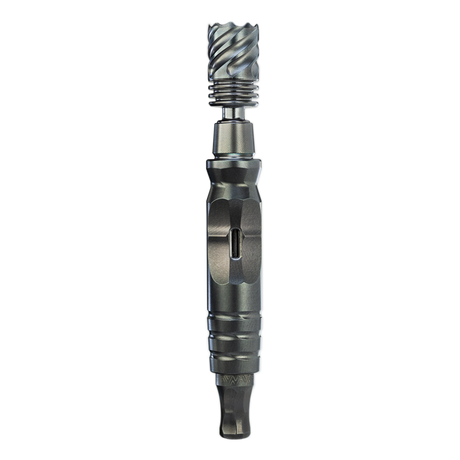 DynaVap HyperDyn Vaporizer in Black with Swirl Pattern Mouthpiece - Front View