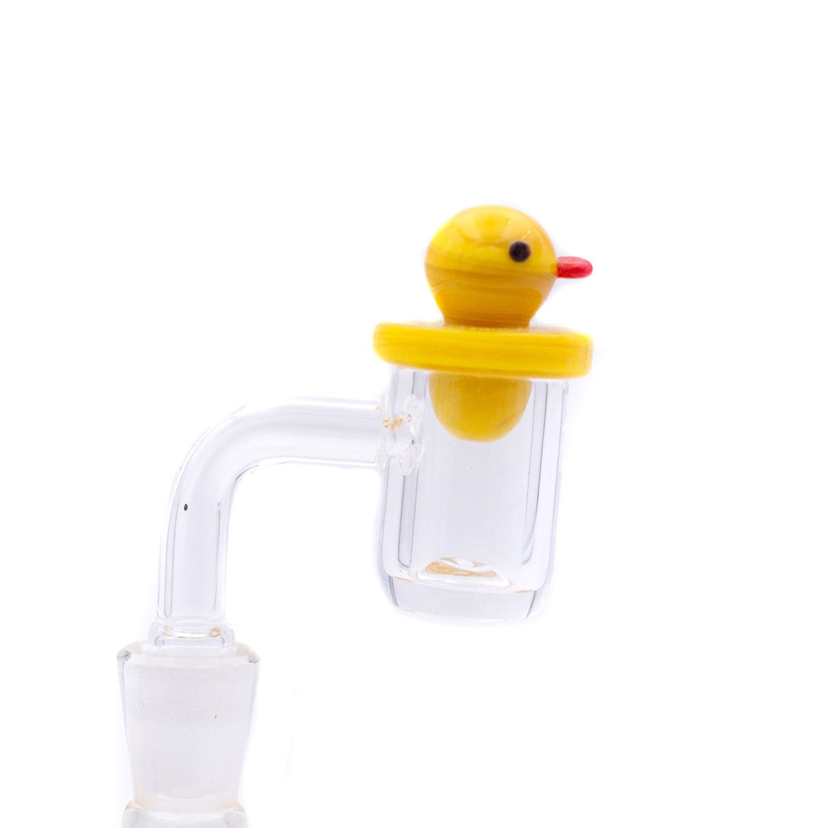 Rubber Duckie UFO Carb Cap from The Stash Shack, side view on white background