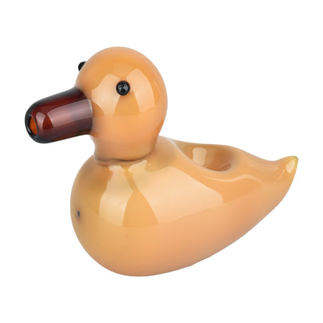 Rubber Ducky Hand Pipe, 5.25" Borosilicate Glass, Novelty Design, Clear Color, Front View