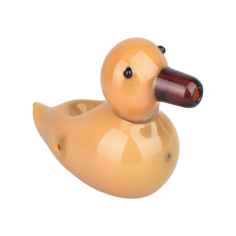 Clear Borosilicate Glass Rubber Ducky Hand Pipe, Novelty Design, 5.25" Side View