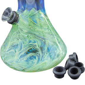LA Pipes Rubber Grommet for Pull-Stem Bongs, 3-pack, black, standard size, angled view