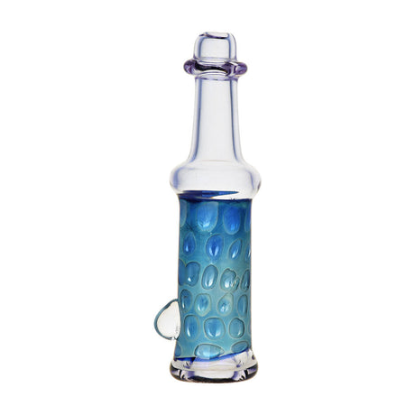 Rumination Honeycomb Chillum - 4" Clear Borosilicate Glass Pipe with Blue Accents - Front View