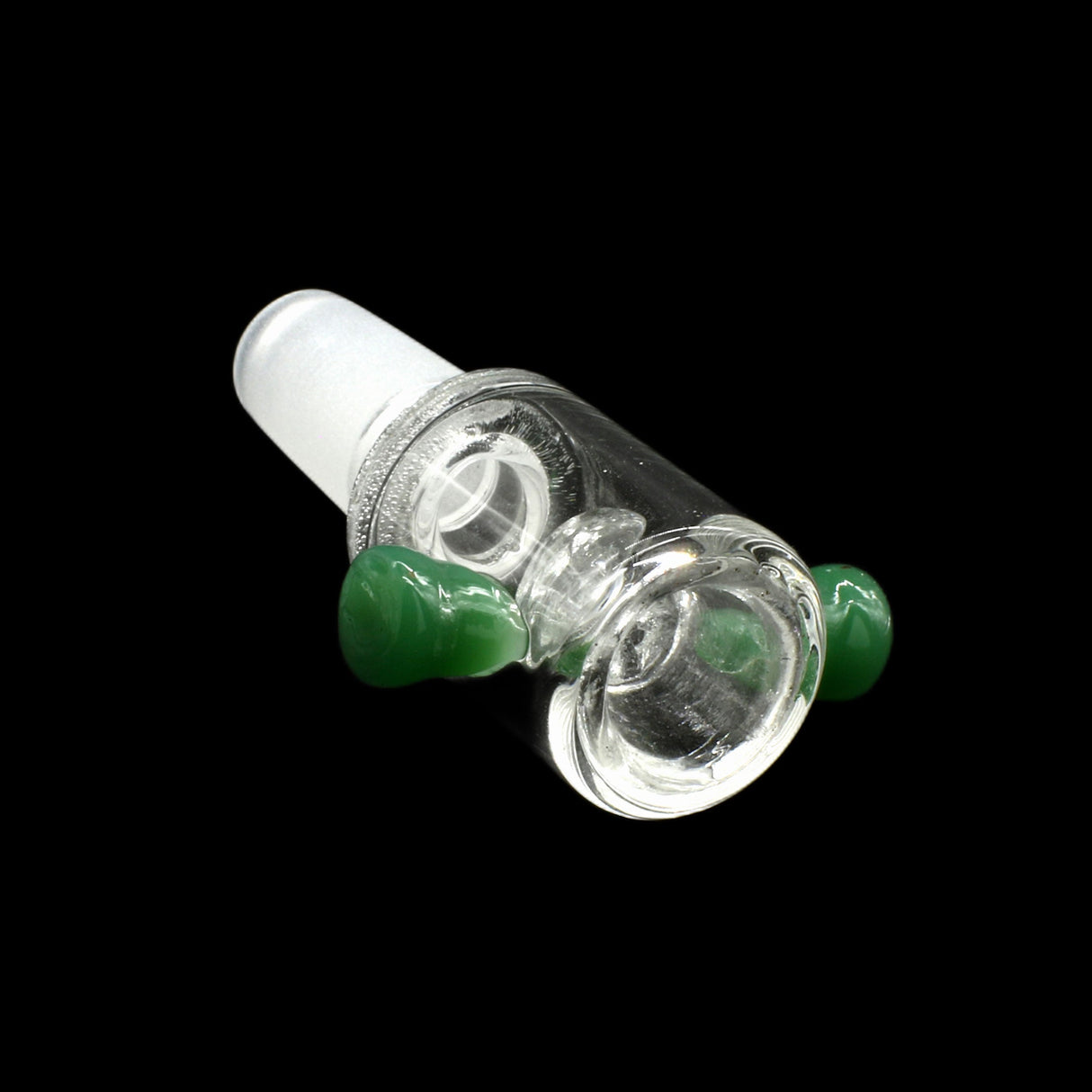 Rupert's Drop borosilicate glass bong bowl with honeycomb design and side handles, angled view