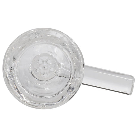 Rupert's Drop clear borosilicate glass honeycomb funnel bowl with handle for bongs, top view