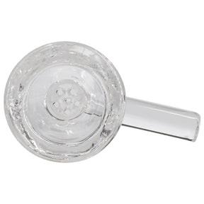 Rupert's Drop clear borosilicate glass honeycomb funnel bowl with handle for bongs, top view