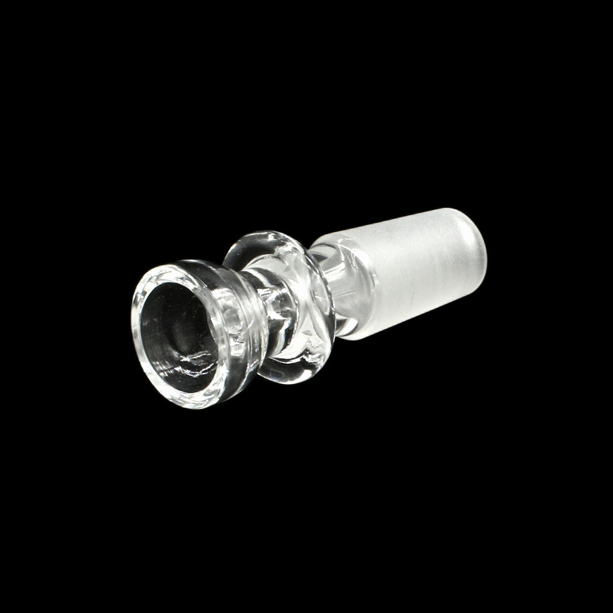 Rupert's Drop clear borosilicate glass snapper bong bowl with frosted joint and ring handle