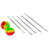 Rupert's Drop Titanium Dabber Set with colorful Silicone Dish and metal Case on white background