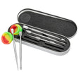 Rupert's Drop Titanium Dabber Set with colorful Silicone Dish in a metal case, top view