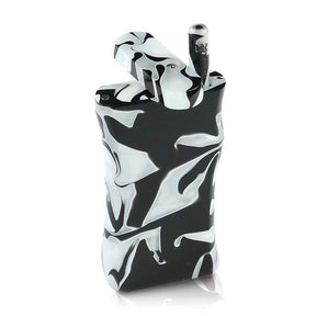 RYOT Acrylic Magnetic Dugout in Black White, 4.25" with Poker, Front View on White Background