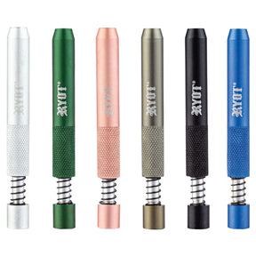 RYOT Anodized Aluminium Taster Bats with Spring, 6pc Set in Assorted Colors, Front View