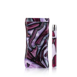 RYOT Large 3" Acrylic Taster Box in swirling purple design with Matching Taster front view