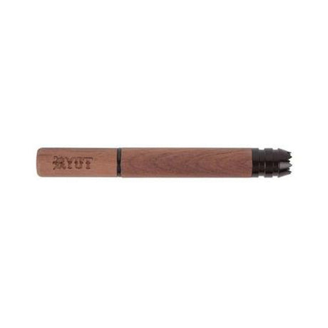 RYOT Large 3" Walnut Wood Taster Twist Pipe with Black Digger Tip, Front View