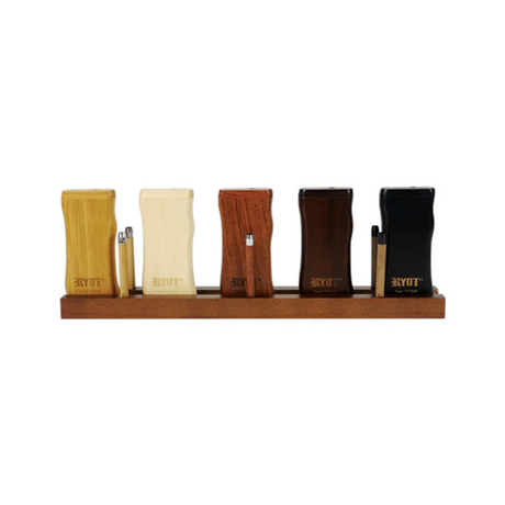 RYOT MPB Taster Box Display Stand in wood with various color options, front view on white background