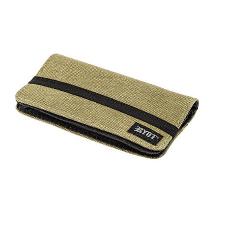 RYOT Roller Wallet in Large - Durable Tan Fabric with Black Trim, Front View