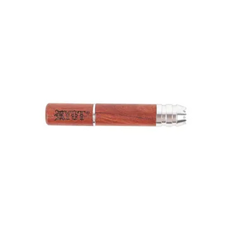 RYOT Short 2" Wooden Taster Tubed Hand Pipe, Compact Design, Front View on White Background