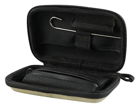 RYOT SmellSafe Hardshell Krypto-Kit open case showing compartments, ideal for pipe storage.