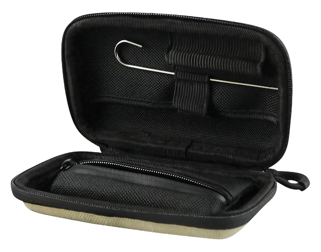 Open RYOT SmellSafe Hardshell Krypto-Kit in black, showcasing internal compartments