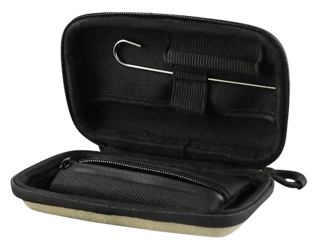 Open RYOT SmellSafe Hardshell Krypto-Kit in black, showcasing internal compartments