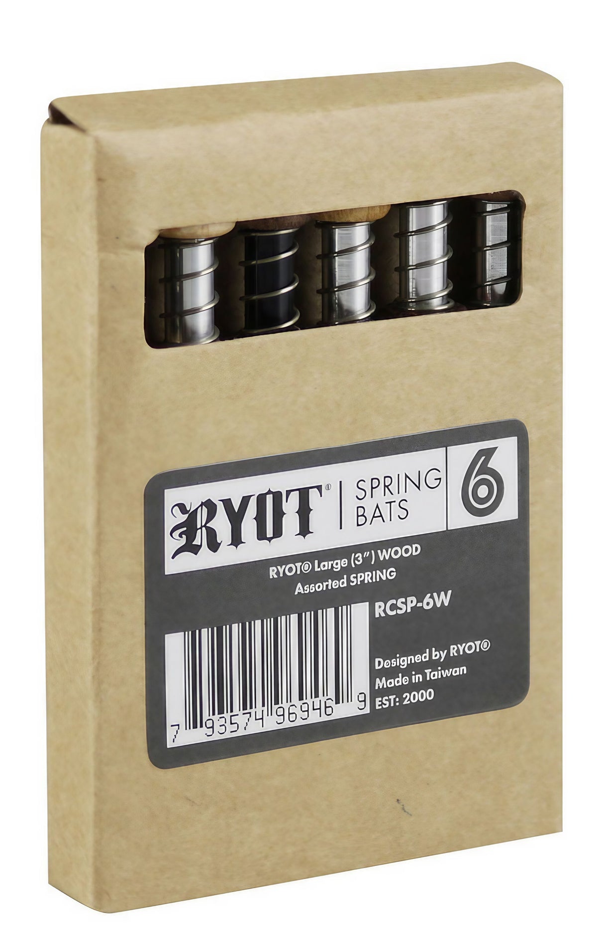 RYOT Taster with Spring 6-Pack, 3" Steel & Wood Hand Pipes, Portable Design