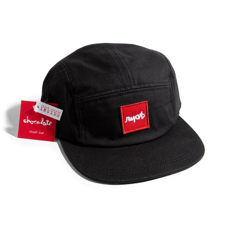RYOT x Chocolate 5 Panel Stash Cap in Black with Logo - Front Angle View