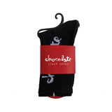 RYOT x Chocolate Stash Socks in black with discreet interior pocket, front view on white background