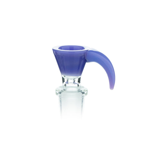 AFM Lucky Goat Hook Glass Bowl in 14mm, blue colored glass with side handle, front view on white background