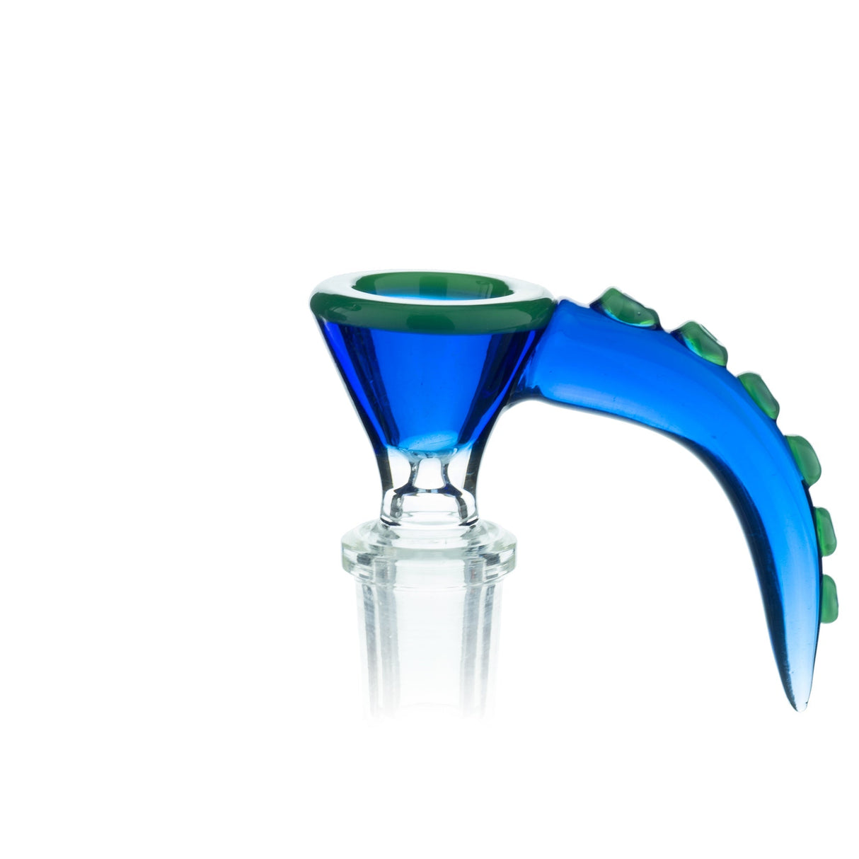 AFM Lucky Goat Octopus Glass Bowl, 14mm, side view on white background, with blue and green design