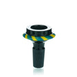 Lucky Goat 14mm Saucer Glass Bowl Piece with Colored Stripes, Front View on White Background