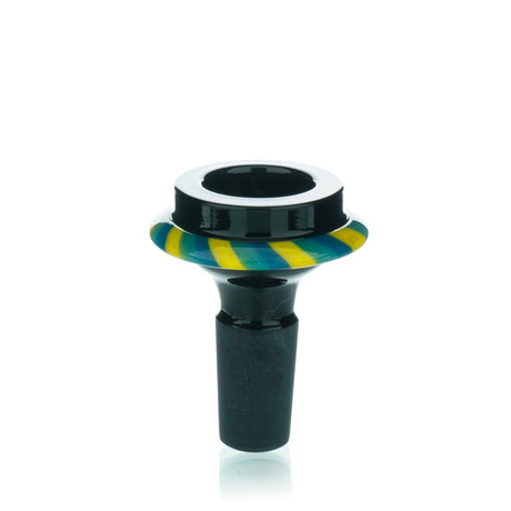 Lucky Goat 14mm Saucer Glass Bowl Piece with Colored Stripes, Front View on White Background