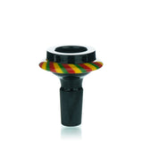 Lucky Goat 14mm Saucer Glass Bowl Piece with Colored Stripes, Front View on White Background