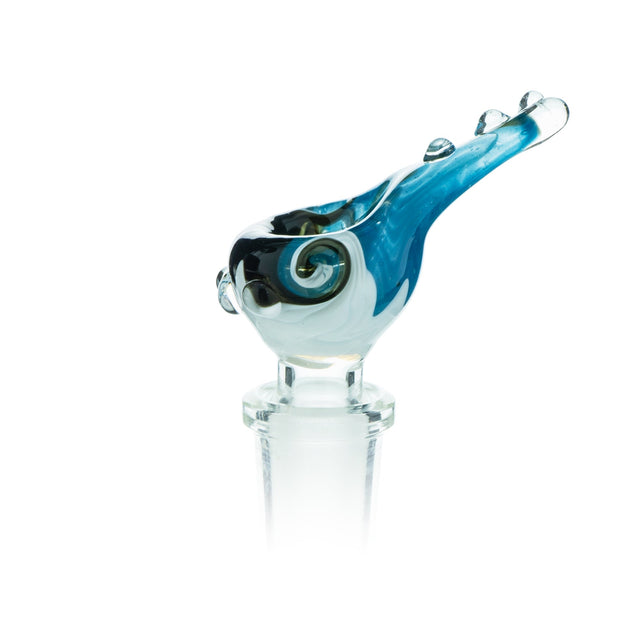 Lucky Goat Beak Reversal 14mm Glass Bowl with Colored Swirl Design - Side View