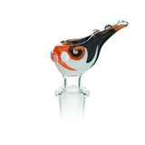 Lucky Goat Beak Reversal 14mm Glass Bowl with Colored Swirls, Front View