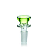 Lucky Goat 14mm Colored Glass Bowl Piece in Green, Front View on White Background