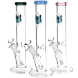 Sacred Cat Straight Tube Glass Water Pipe | 14mm F | Colors Vary