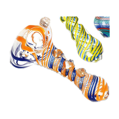 Sada Color Striped Clear Glass Hand Pipes, Borosilicate Glass, For Dry Herbs, Top View