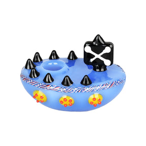 3.5" Sailing The High Seas Hand Pipe, Borosilicate Glass, Pirate Ship Design - Front View