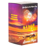 Beach Bum Sailor Hat 4" Spoon Pipe packaging with vibrant beach and fireworks design