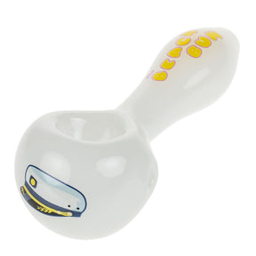 Beach Bum Sailor Hat 4" Spoon Pipe with Navy Accents - Angled Side View