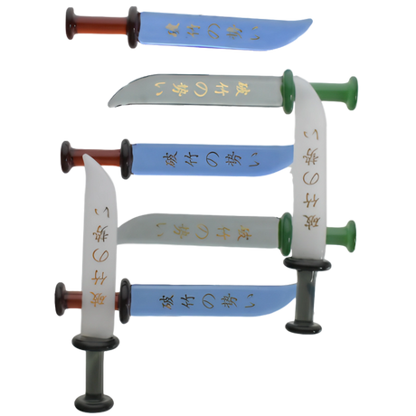 DankGeek Samurai Sword Dabbers in various colors with intricate designs, medium size, made of steel