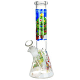 Santa Claus themed 10" glass beaker water pipe with 14mm female joint and festive design