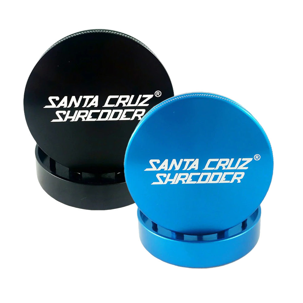Santa Cruz Shredder Medium 2pc Grinders in Black and Blue, Portable Aluminum Design