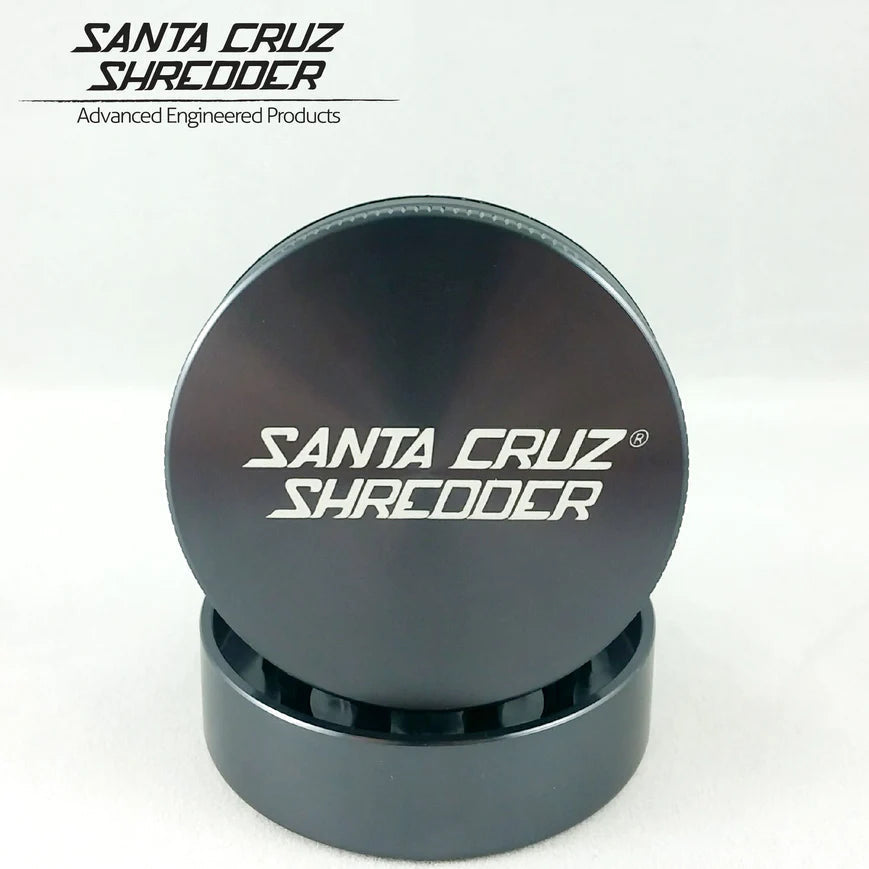 Santa Cruz Shredder Medium 2pc Grinder in Gun Metal, Front View on White Background