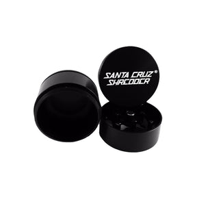 Santa Cruz Shredder Small 3pc Grinder in Black, Open View Showing Teeth and Lid