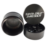 Santa Cruz Shredder Small 3pc Grinder in Gun Metal, Portable Aluminum Design, Open View