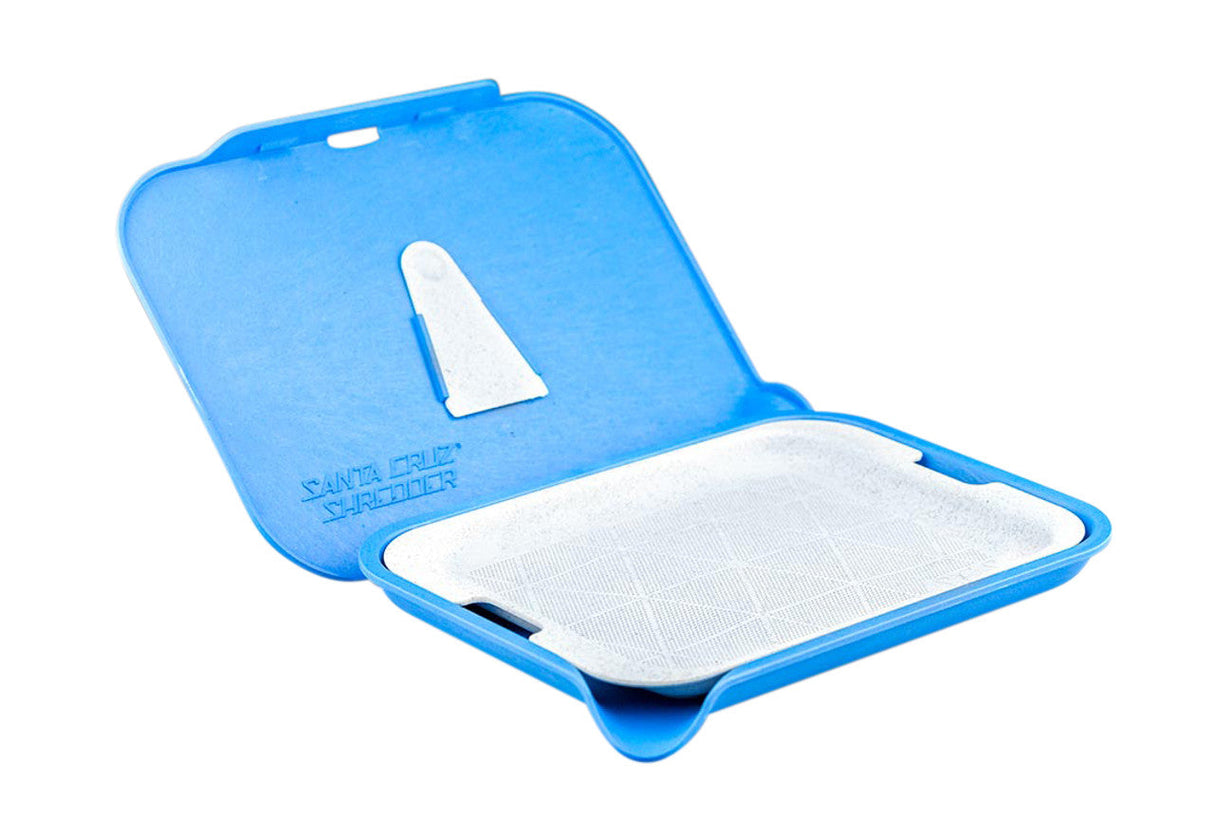Santa Cruz Shredder Small Hemp Tray Sifter Kit in Blue - Open View on White Background