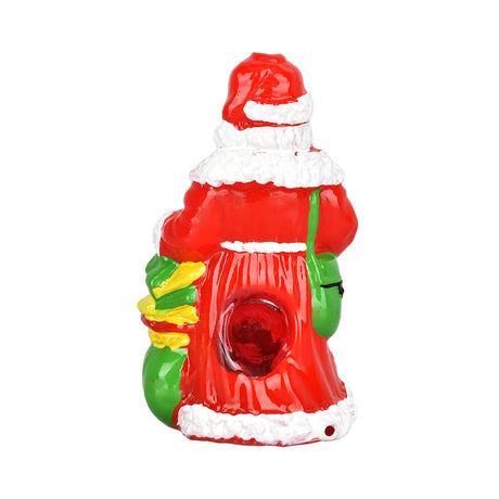 Santa-themed borosilicate glass spoon pipe, 4.5" length, front view on white background