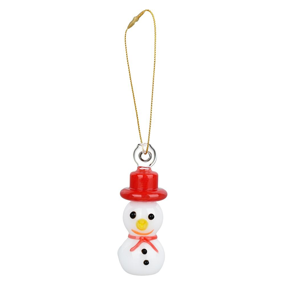 Santa's Secret Hangable Glass Christmas Ornament Hand Pipe | Snowman | 3"