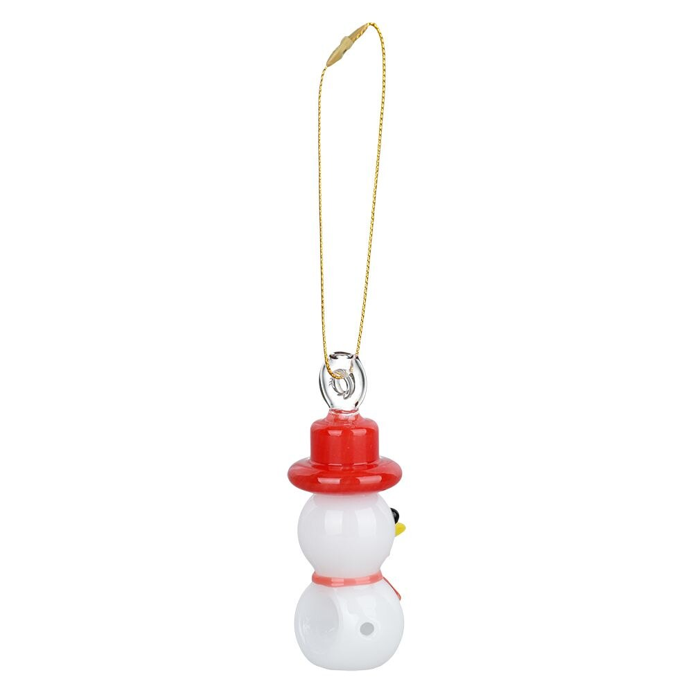 Santa's Secret Hangable Glass Christmas Ornament Hand Pipe | Snowman | 3"